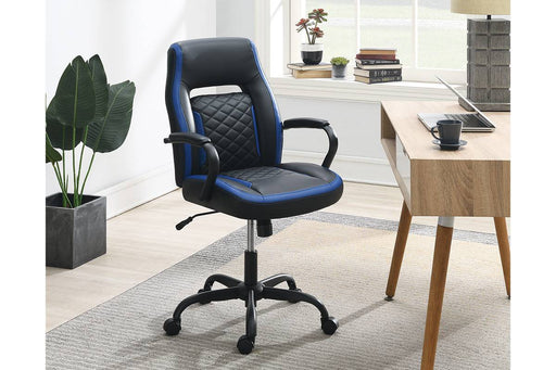 Uefurn Office Chair/Faux Leather in Black+Blu image