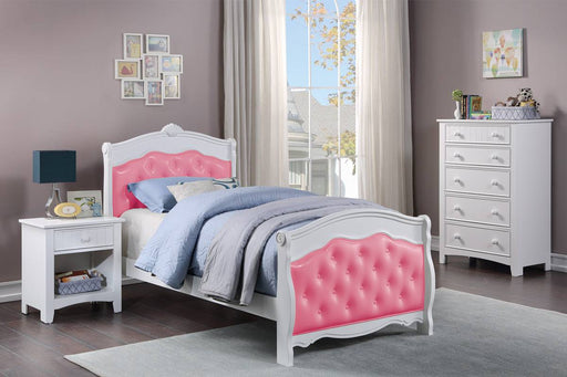 Mcraft Twin Bed-White/Pink Pu in White image