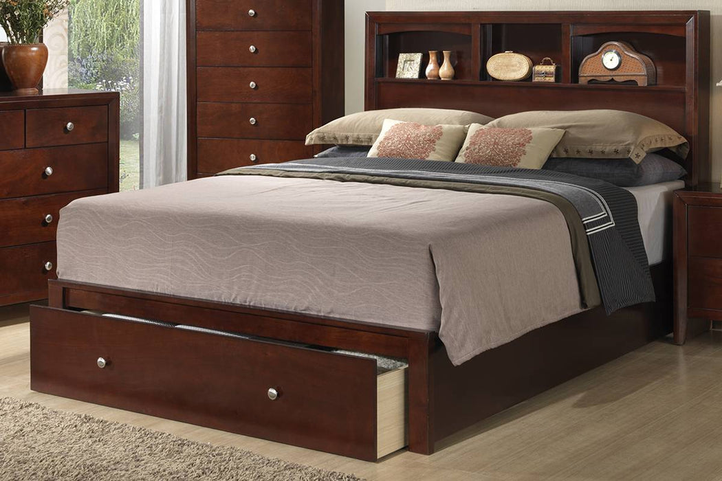 Liihfd Queen Bed W. Storage Headboard/Footboard in Brown Cherry image