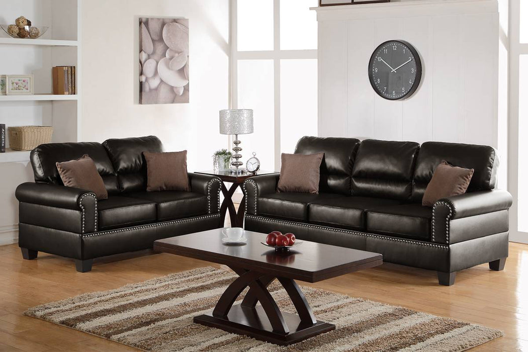 Chixin 2-Pcs Sofa Set/Espresso Bonded Leather in Espresso/Dark Coffee image