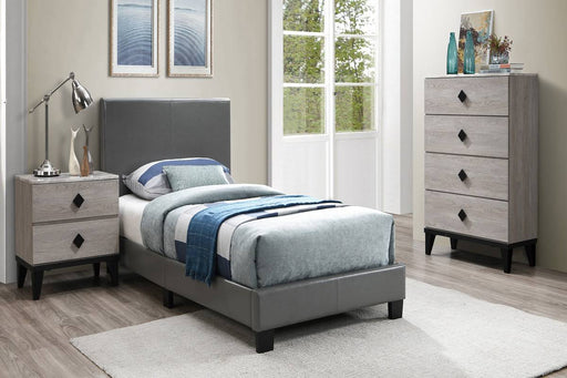 Chyuan Twin Bed-Grey Pu in Espresso/Espresso image