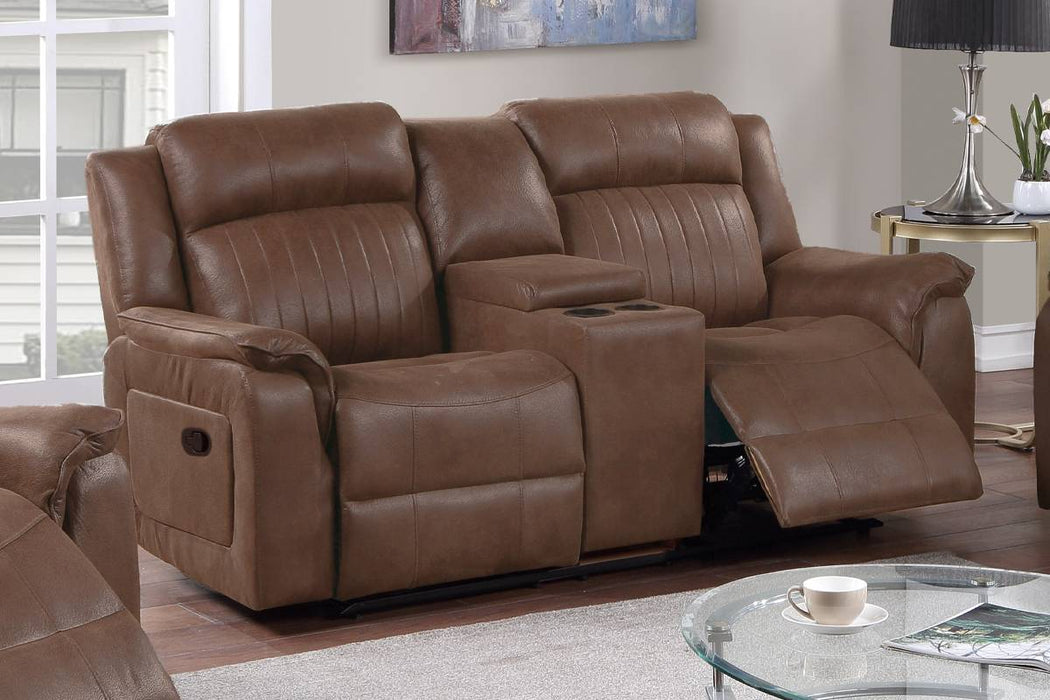 Bstfur Motion Loveseat W/Console/Handle/Dark Coffee in Dark Coffee image