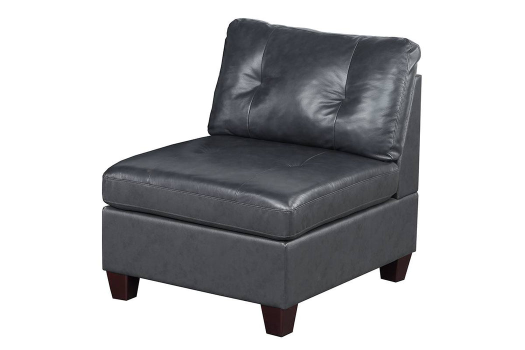 Uefurn Armless Chair/ Black Genuine Leather in Black image