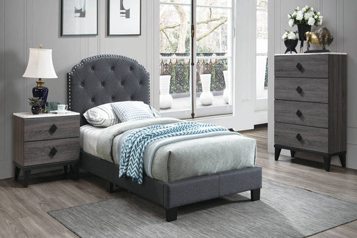 Chyuan Twin Bed/Charcole Burplap in Charcoal / Black image