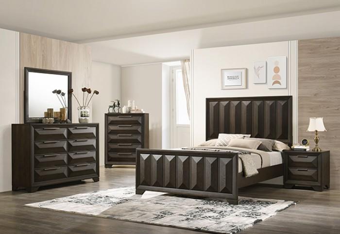 Transitional Espresso Solid Wood King Panel Bed FM7232BR-EK