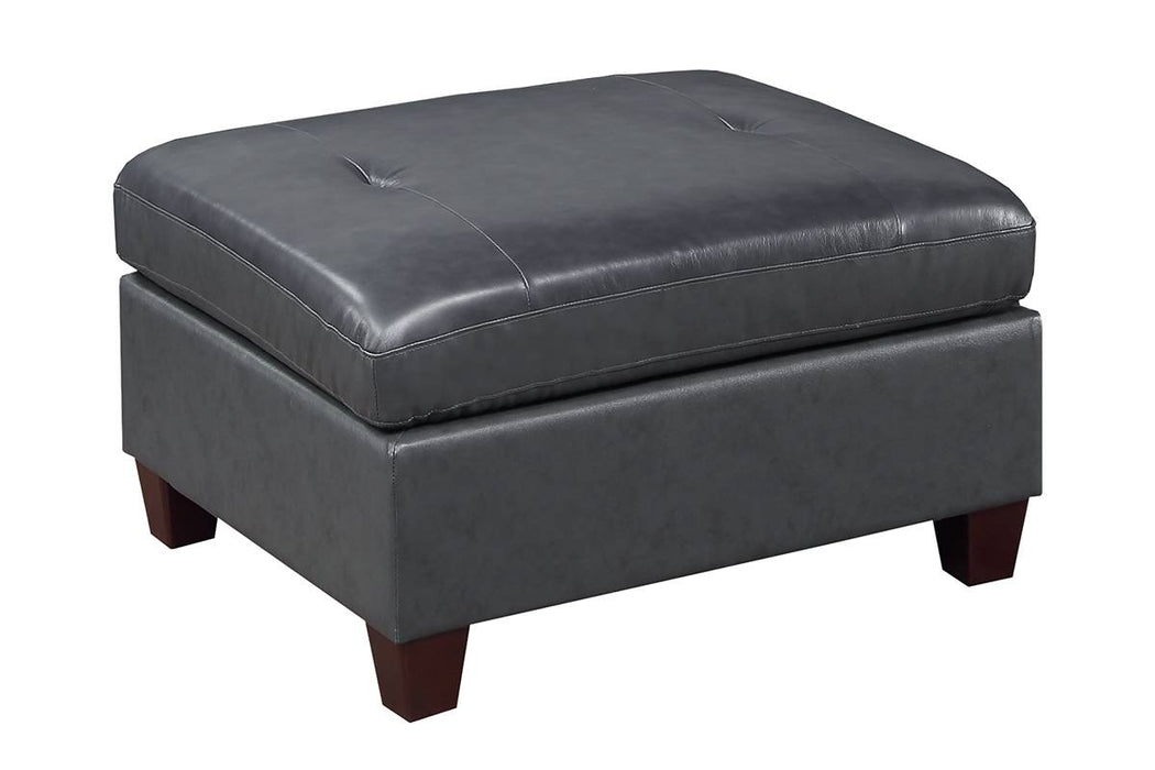 Uefurn Ottoman/ Black Genuine Leather in Black image