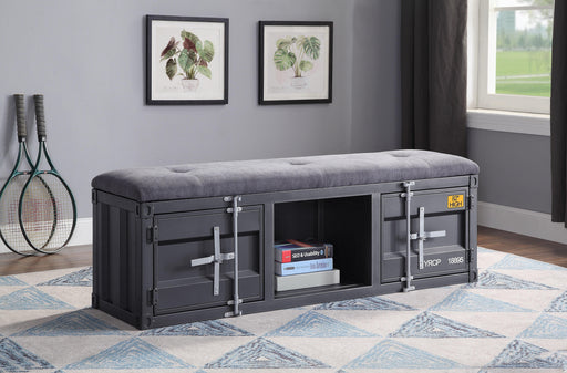 Cargo Gray Fabric & Gunmetal Bench (Storage) image