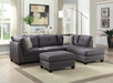 Laurissa Light Charcoal Linen Sectional Sofa & Ottoman (2 Pillows) image