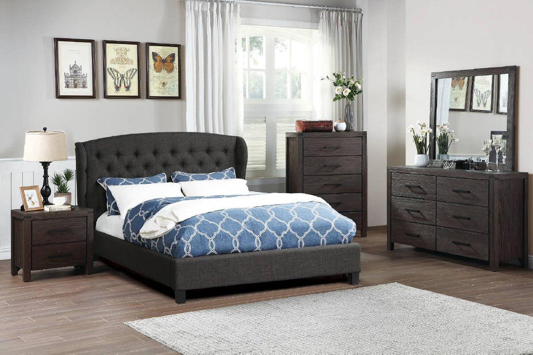 Vphong Eastern King Bed/Charcoal Fabric in Charcoal / Espresso image