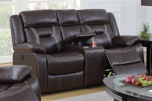 Uefurn Power Loveseat W/ Console in Dark Brown image