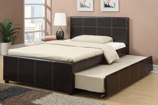 Liihcc Full Bed W/Trundle Espresso Faux Leather in Brown / Na image