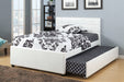 Liihcc Twin Bed W/Trundle Squ Tufted Headboard White in White / Na image