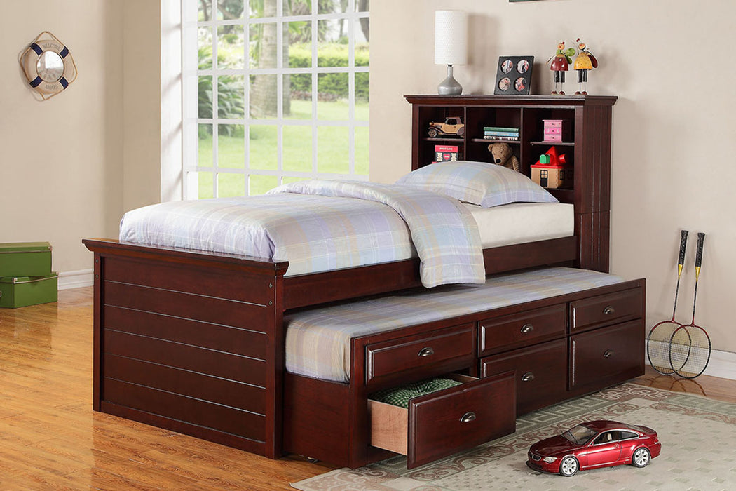 Mcraft Twin Bed W/Trundle-Cherry W. Drawers in Dark Cherry image