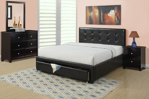 Liihcc Full Bed W/Drawer-Black Pu in Black / Black image