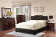 Chyuan Full Bed/Black Pu, Headboard 47"H/Footboard 15.5"H in Black / Espresso image