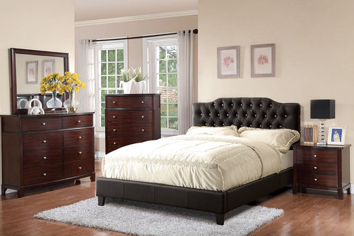 Chyuan Full Bed/Black Pu, Headboard 47"H/Footboard 15.5"H in Black / Espresso image