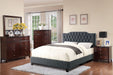 Chyuan Full Bed/Blue Grey Polyfiber, Headboard 47"H/Footboard 15.5"H in Blue Grey / Espresso image