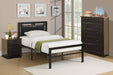 Hsmart Twin Bed Black Pu Headboard Black Metal Frame in Black image