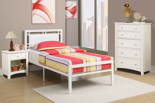 Hsmart Full Bed In White Pu Headboard White Metal Frame in White image