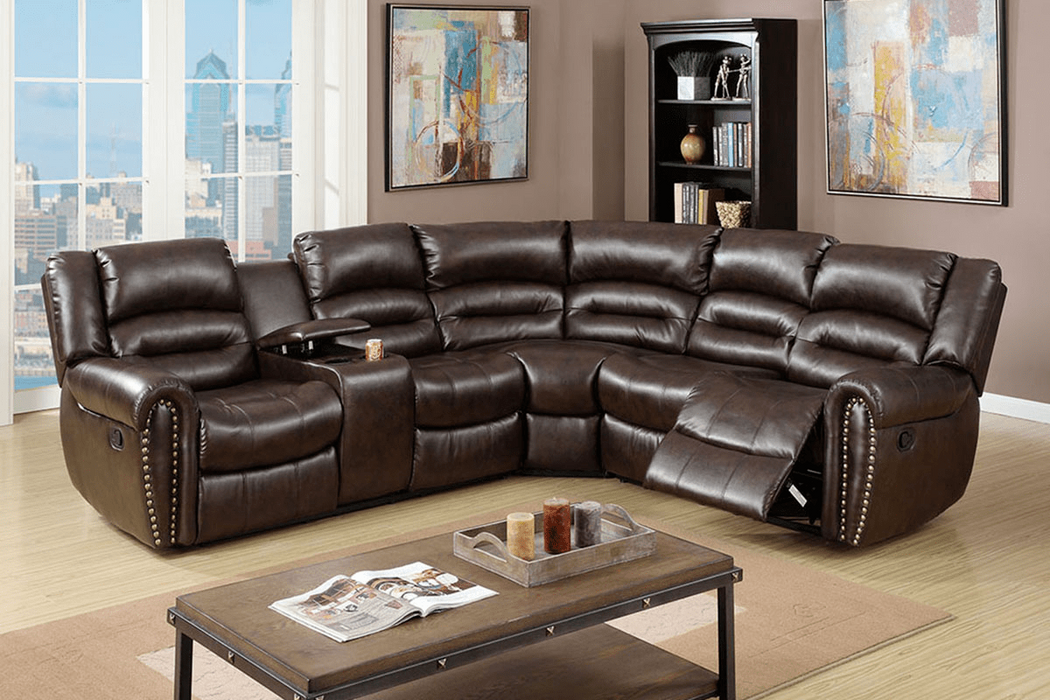 Uefurn 3-Pc Reclining Sectional Set in Dark Brown image