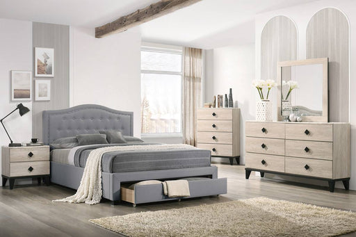 Liihcc Twin Bed W/Drawer-Light Grey Burlap in Light Grey / Black image