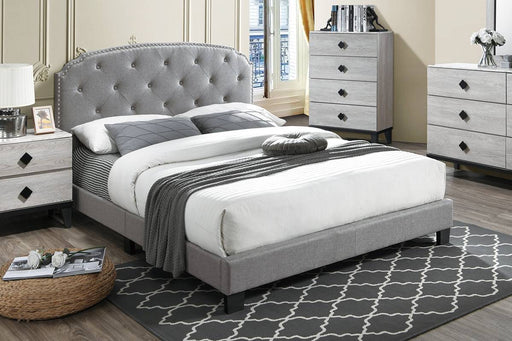 Chyuan Queen Bed/Light Grey Burplap in Light Grey / Black image