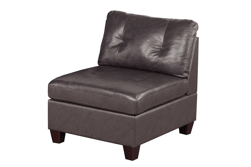 Uefurn Armless Chair/ Dark Coffee Genuine Leather in Dark Coffee image