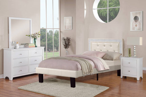 Chyuan Twin Bed/Pu-Light Bone in Cream/Espresso image