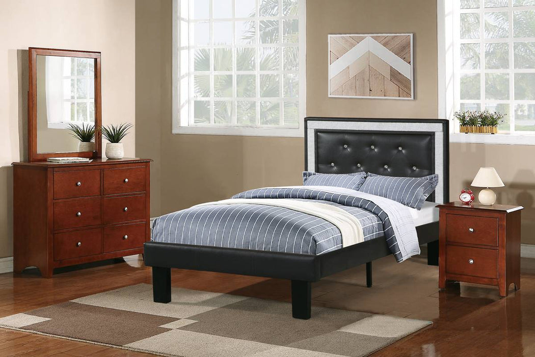 Chyuan Twin Bed/Pu-Ash Black in Black / Espresso image