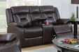 Uefurn Reclining Loveseat W/ Console in Dark Brown image