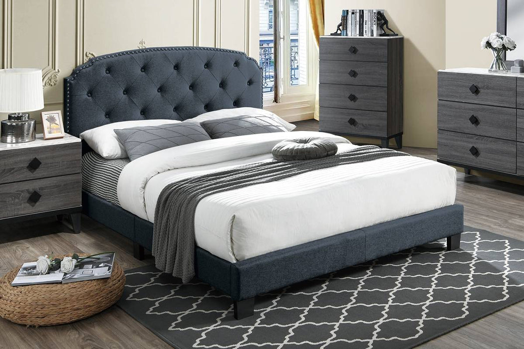 Chyuan Queen Bed/Charcole Burplap in Charcoal / Black image