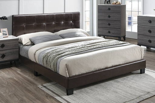 Chyuan Queen Bed/Brown Pu in Brown / Black image