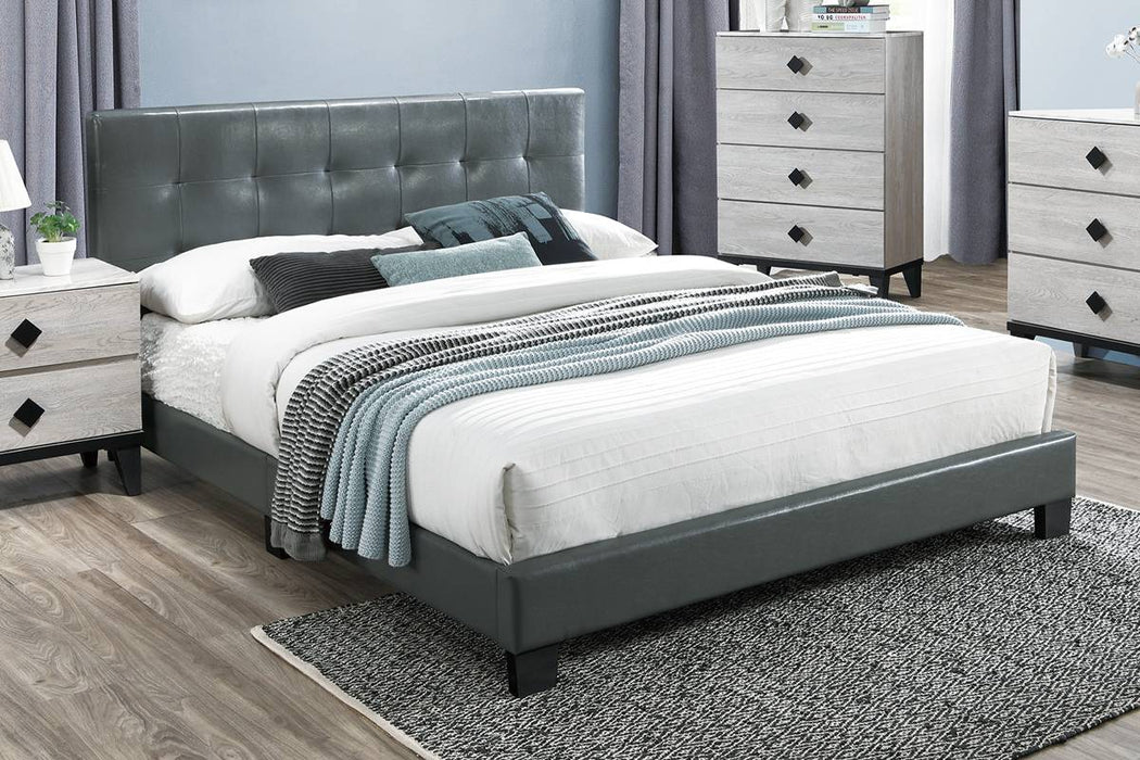 Chyuan Full Bed/Grey Pu in Grey / Black image