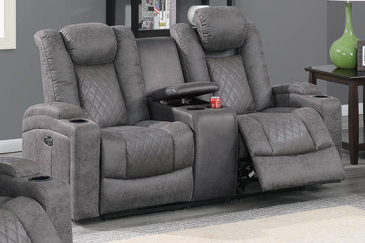 Uefurn Power Loveseat W/Console in Antique Grey image