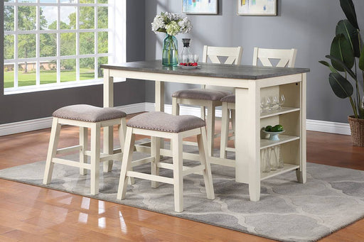 Minyou Counter Height Dining Table in White + Grey image