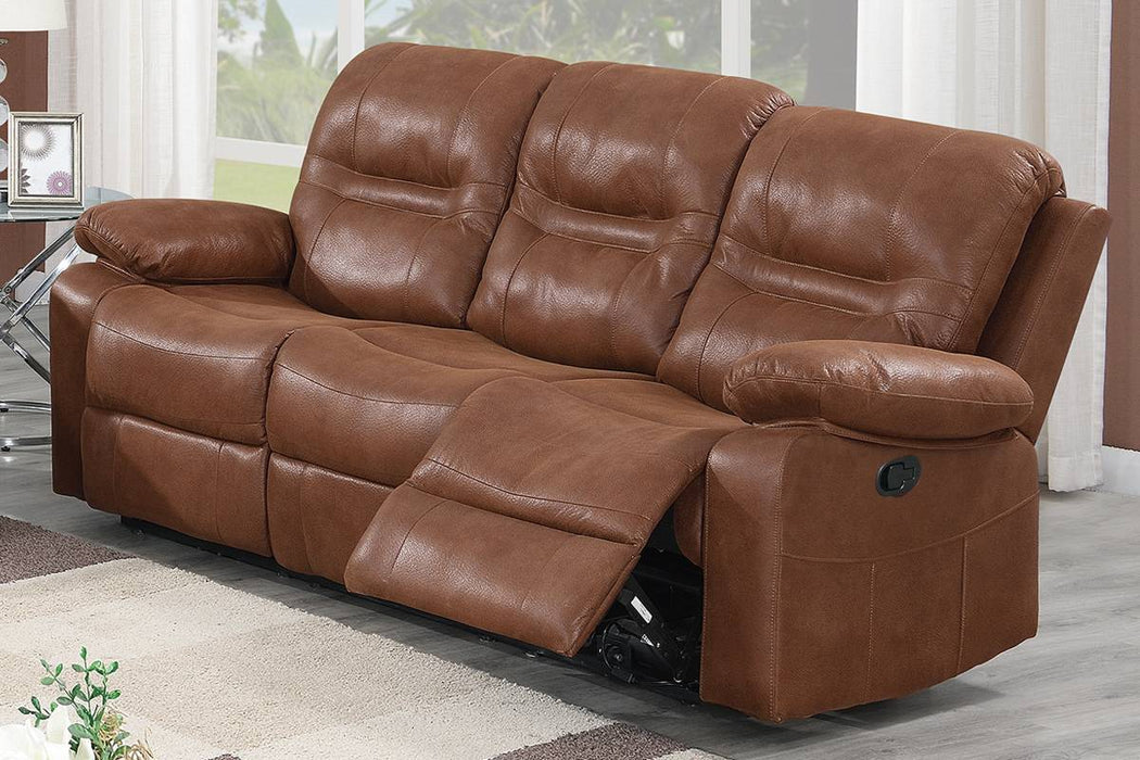 Bstfur Reclining Sofa/Handle/Leatherette/Dark Brown in Dark Brown image