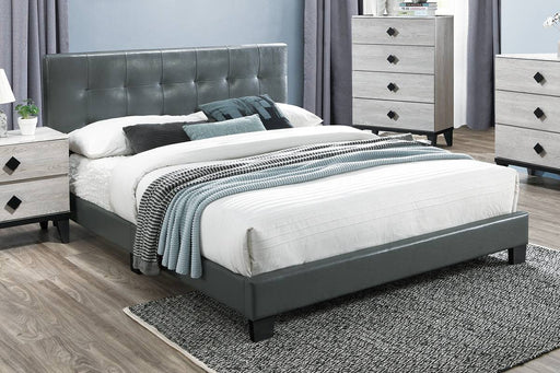 Chyuan Queen Bed/Grey Pu in Grey / Black image