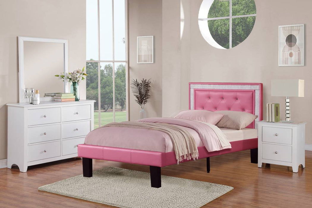 Chyuan Twin Bed/Pu-Pink in Pink / Espresso image