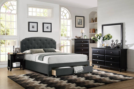 Liihcc Queen Bed W/Drawer-Charcoal in Charcoal / Black image