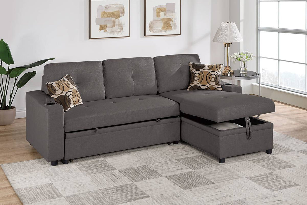 Uniqvn Convertible Sectional Set in Ash Black image