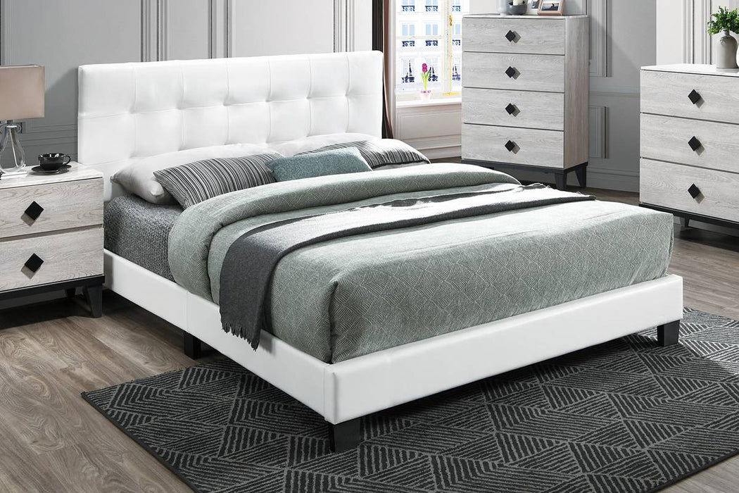 Chyuan Queen Bed/White Pu in White / Black image