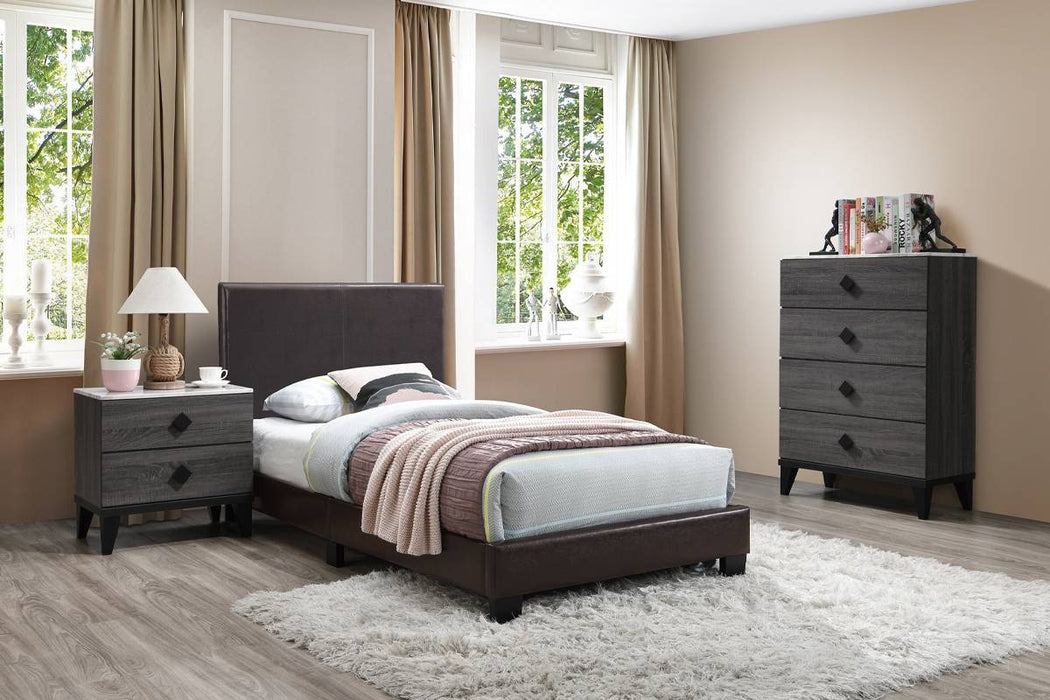 Chyuan Twin Bed-Brown Pu in Espresso/Espresso image