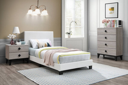 Chyuan Twin Bed-White Pu in Espresso/Espresso image